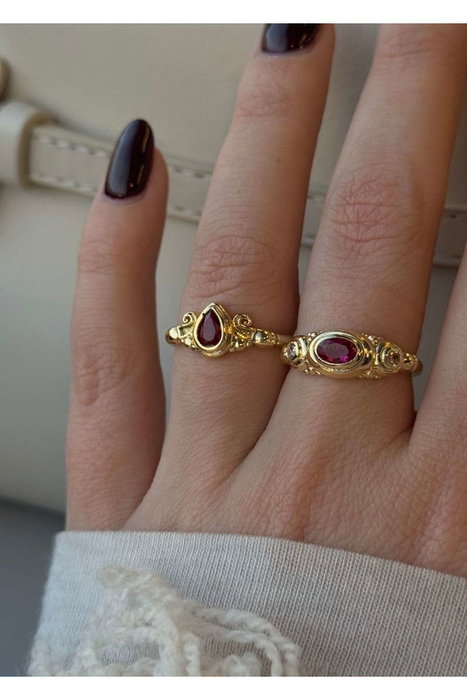 Heliophilia Silver Anillo de Latón Rojo con Revestimiento de Laca